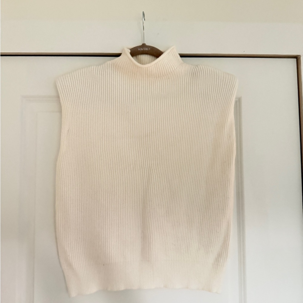 Cream Sleeveless Knit Top